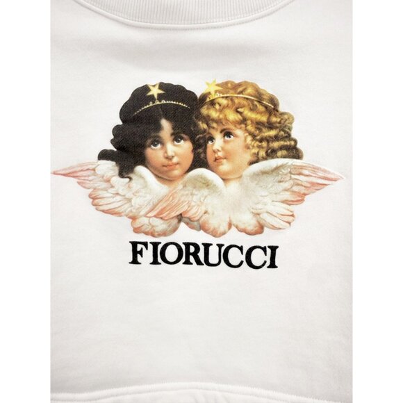 Fiorucci Graphic Print Crew Neck Crop Top Size: S in White - Picture 6 of 12